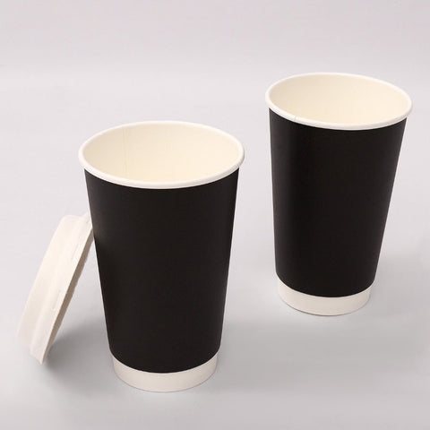 Double Wall Kraft Paper Cup 16oz - Black